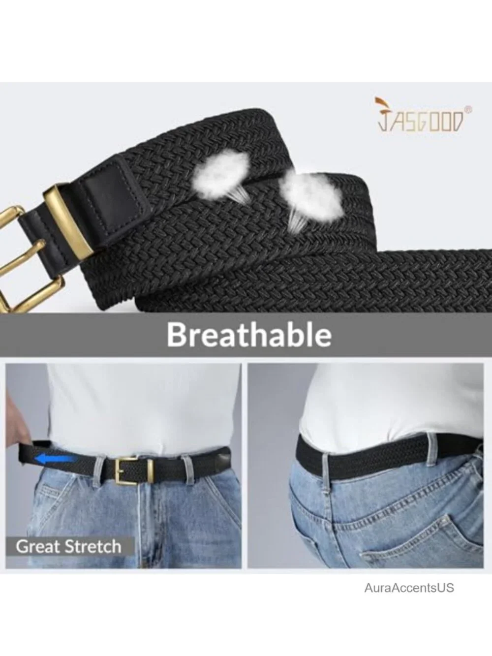 Woven Elastic Braided Belt for Women Men Golf Casual Stretch Belt
